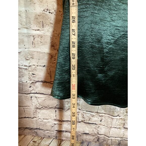 She + Sky Milkmaid Dress Womens Medium Forest Green Satin Dark Romantic Cutout - Picture 12 of 16